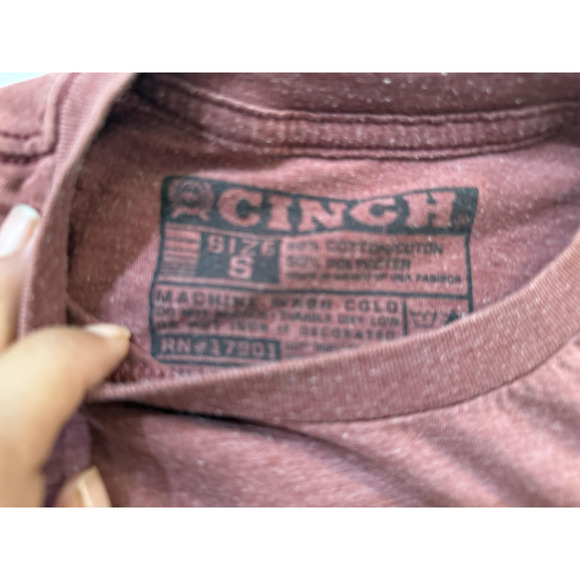 Cinch Shirt Mens Small Red Heather Graphic Logo Short Sleeve Western Rodeo Tee - Picture 3 of 6